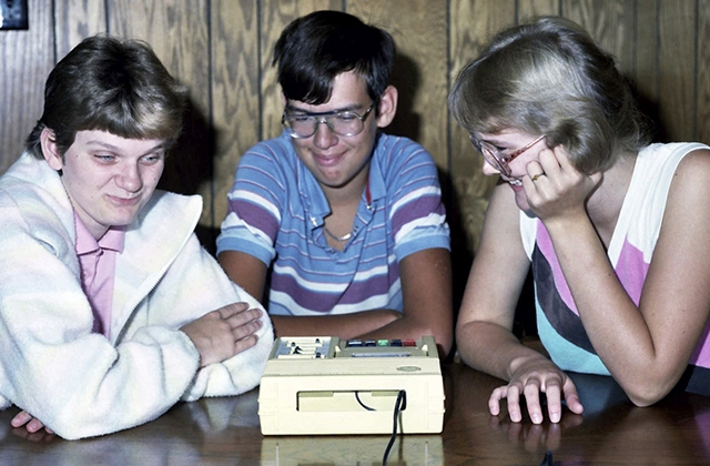 Ohio teens using Talking Book player. circa 1980s.