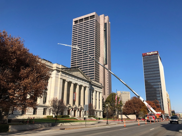 Third Street closed for a crane on Saturday