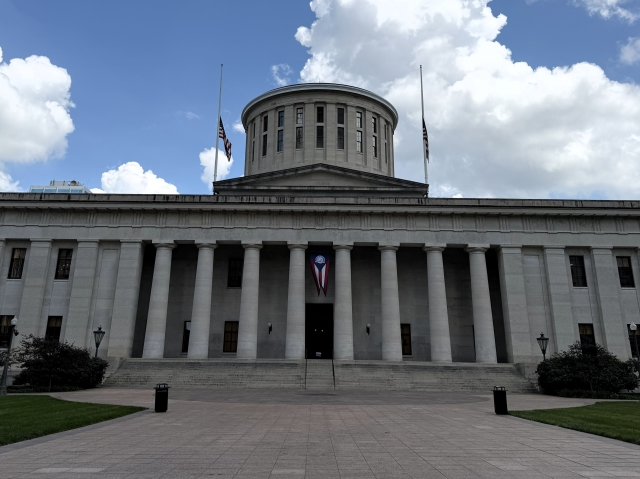 Flags lowered at the Ohio Statehouse.